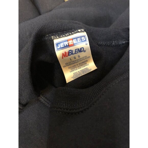 Jerzees Womens Large Sweatshirt Navy Blue Basket Kittens Cats Apples Butterflies - Picture 5 of 5